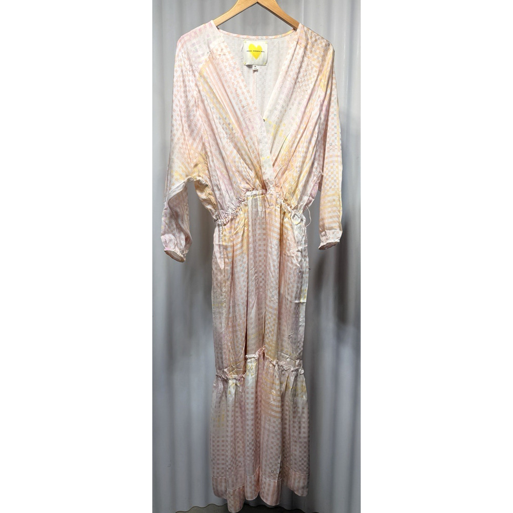 Kerri Rosenthal Reign Maxi Wrap Dress Pastel Plaid Romantic Boho Cottage Core M - Picture 4 of 11